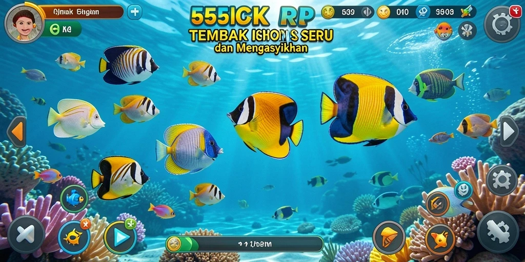 Screenshot gameplay menampilkan penembakan ikan yang seru dan intens.