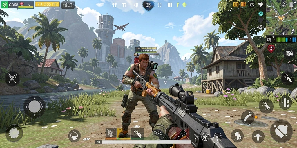 Screenshot gameplay F08 menampilkan aksi seru dalam mode TPS.