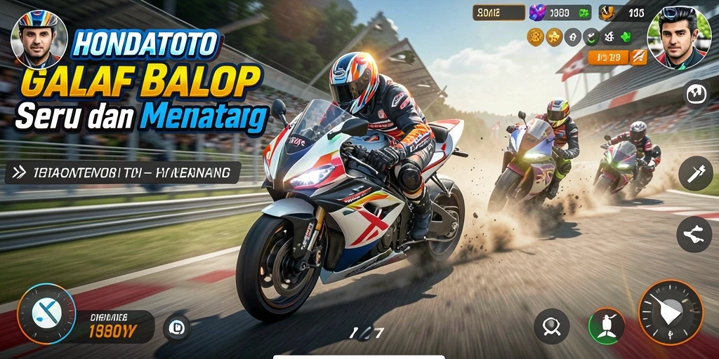 Tampilan gameplay seru dari HONDATOTO dengan aksi balap motor.