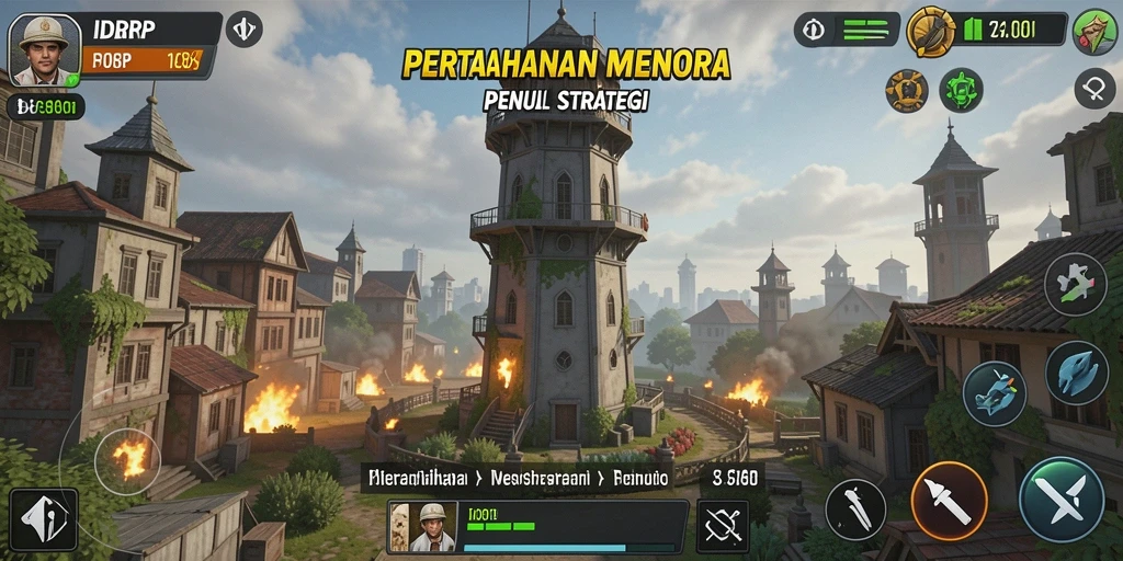 Tangkapan layar gameplay IDRRP menampilkan aksi seru Tower Defense.