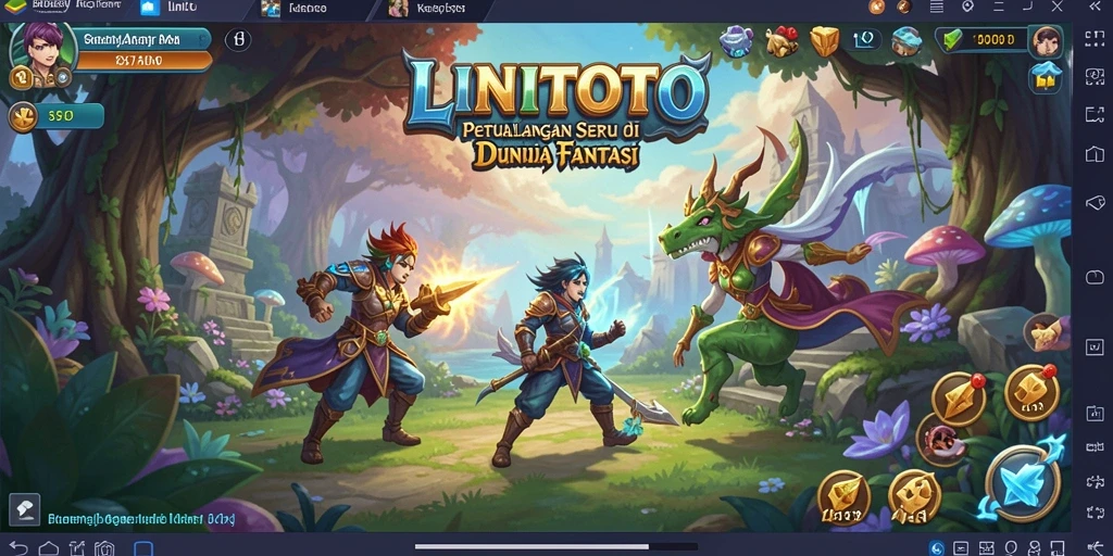 Tampilan gameplay LINITOTO menunjukkan aksi petualangan yang mendebarkan.