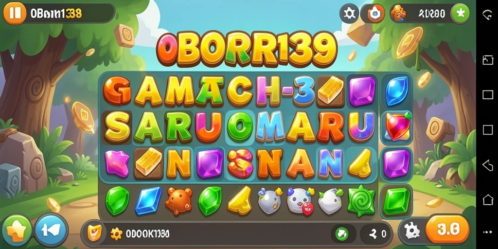 Tangkapan layar menunjukkan gameplay menantang OBOR138 dalam kategori Match-3.