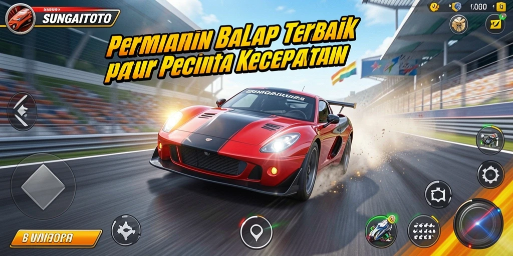 Tangkapan layar menunjukkan aksi mendebarkan dalam SUNGAITOTO saat balapan.