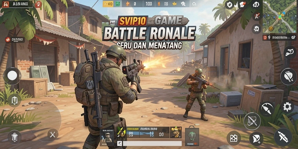 Screenshot gameplay SVIP10 menampilkan aksi mendebarkan di arena Battle Royale.